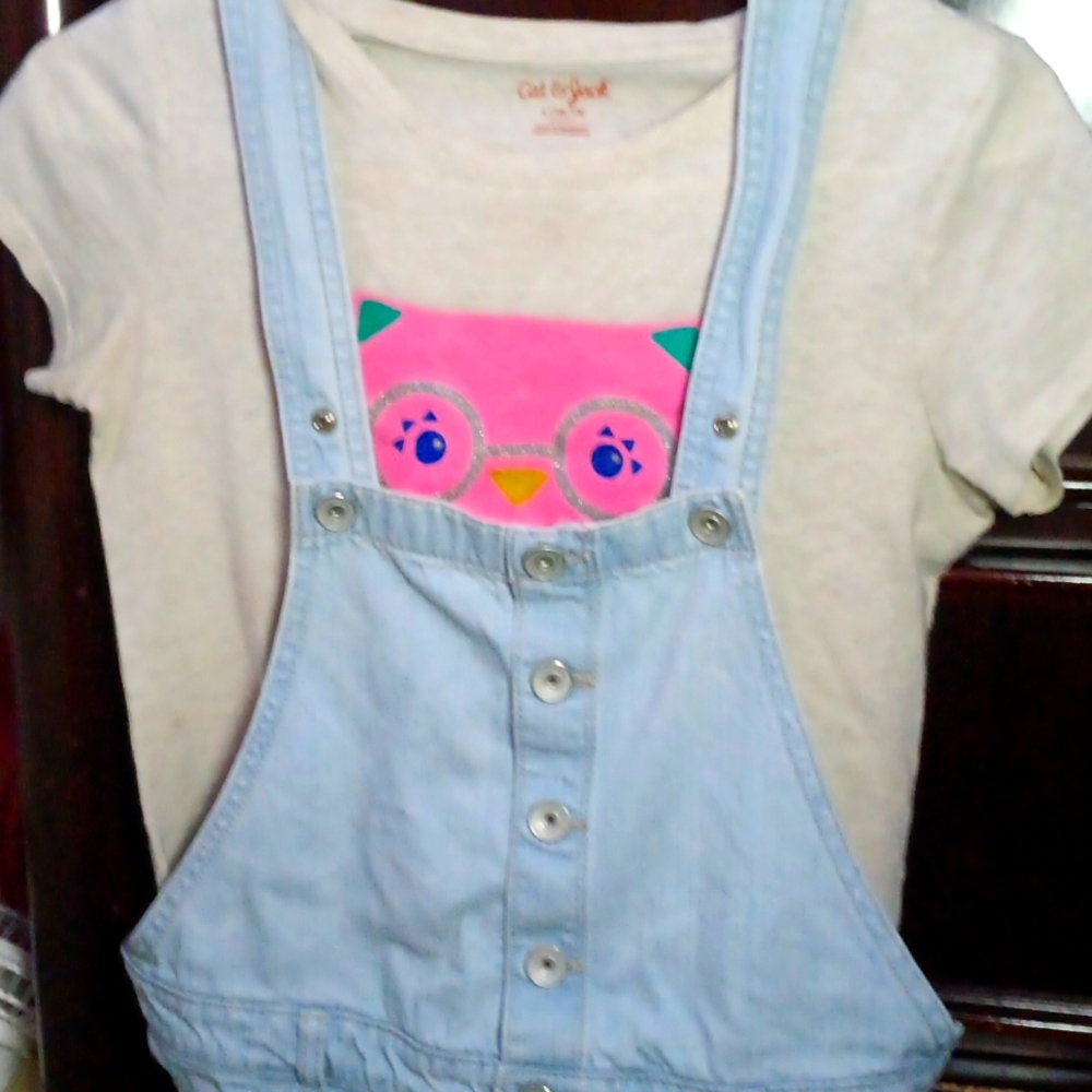 Cap and jack shirt and children's place overalls